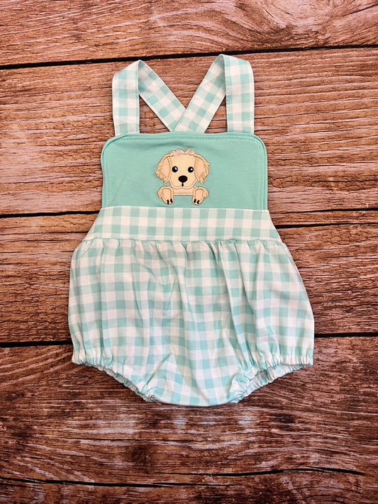 Blue Gingham Puppy Bubble