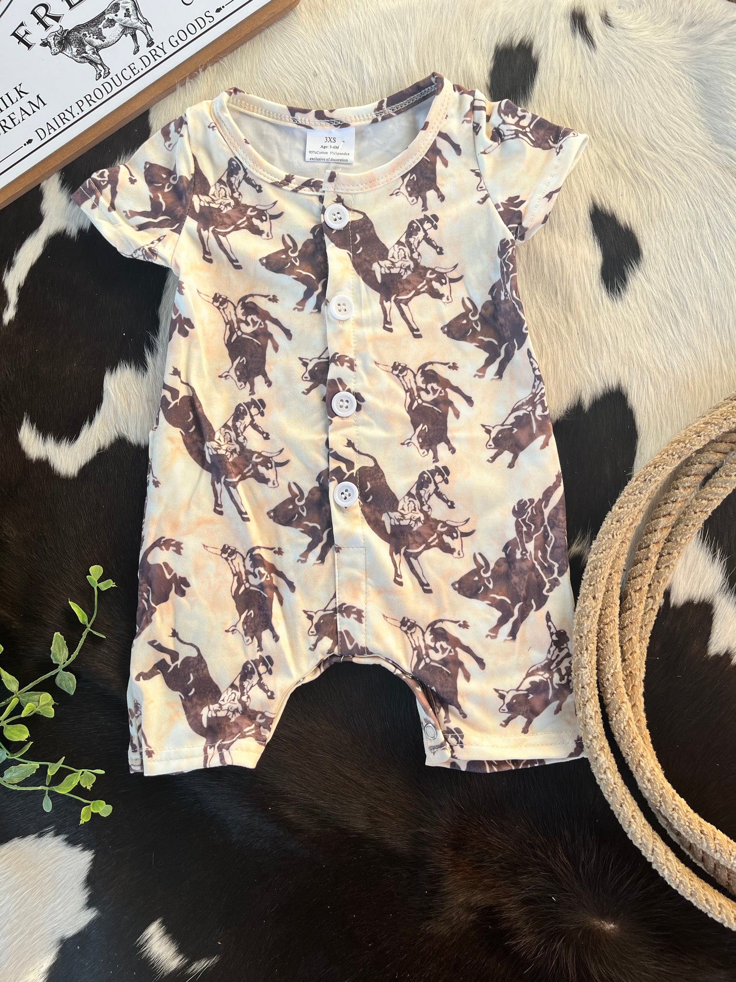 Button Down Bull Romper