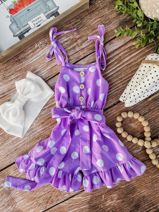 Purple Polka Dot Romper