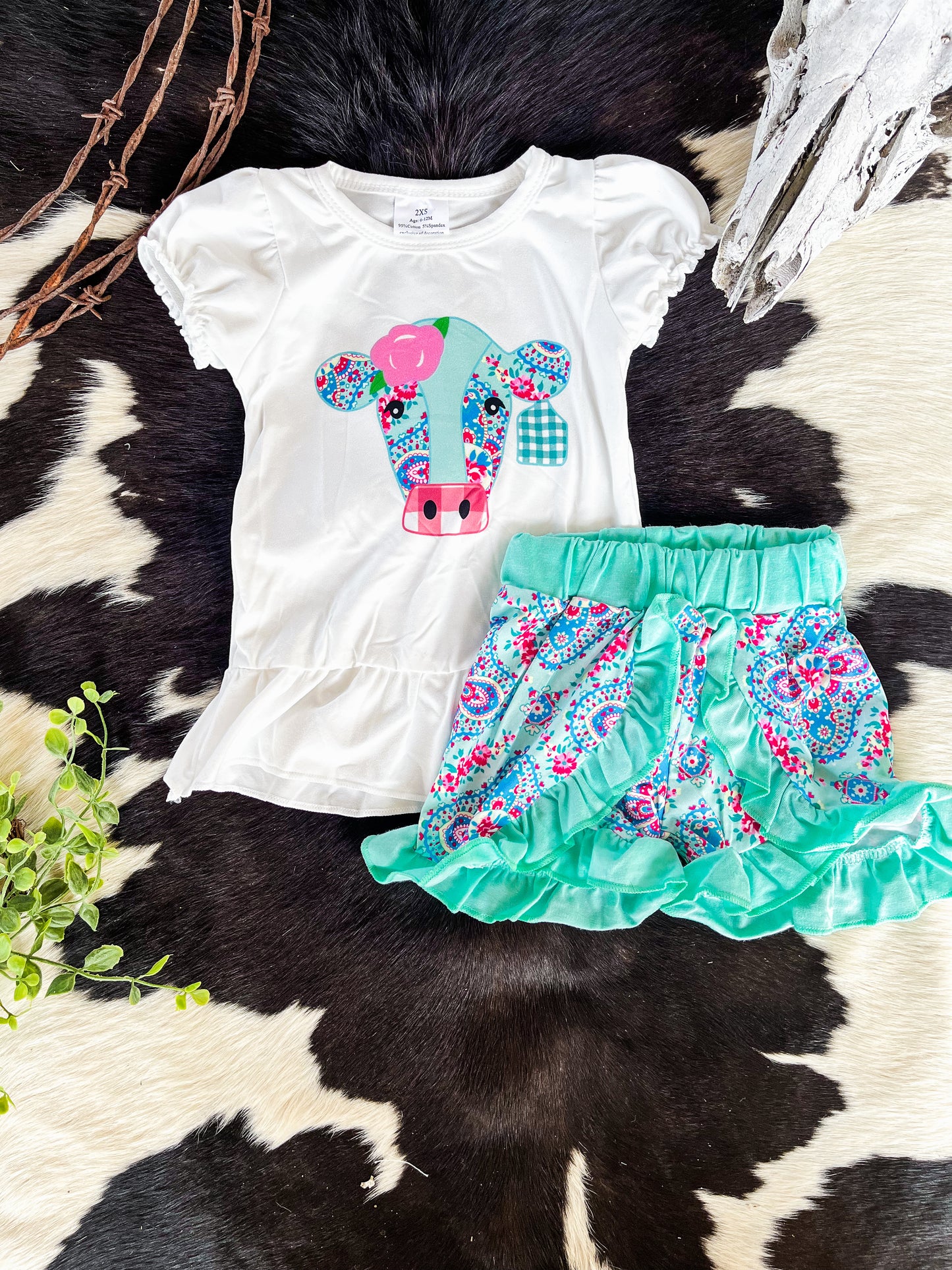 Paisley Cow Short Set