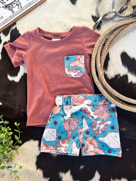 Cow Tag Short Set